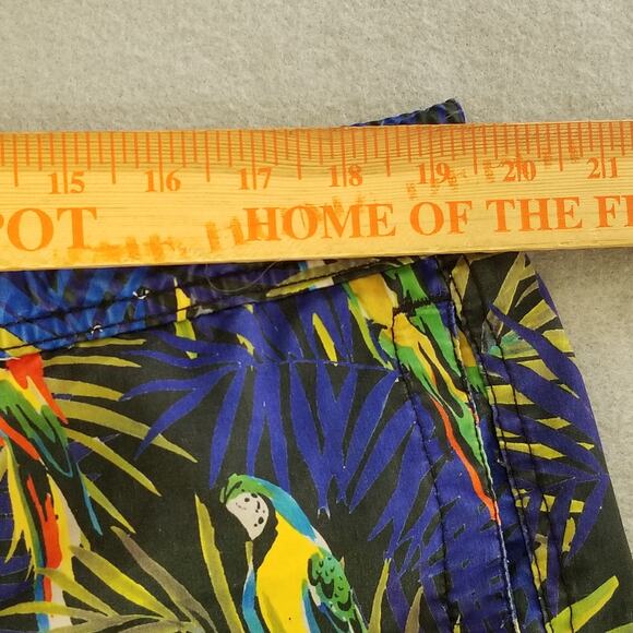Native Youth Swim Shorts Mens 36 Blue Tropical Parrot Print Drawstring Trunks - Picture 8 of 15